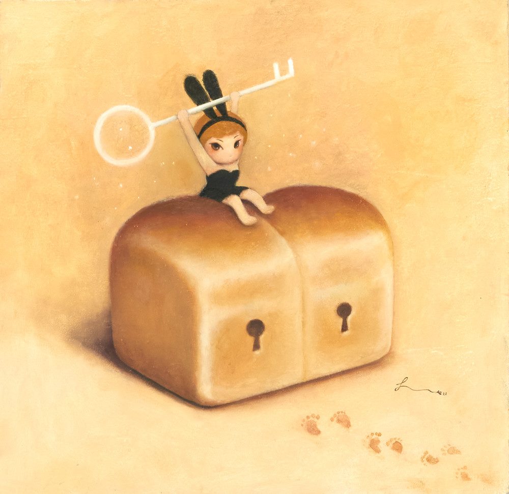Don't touch my bread — Hana Kwon, Oil on canvas, 2021