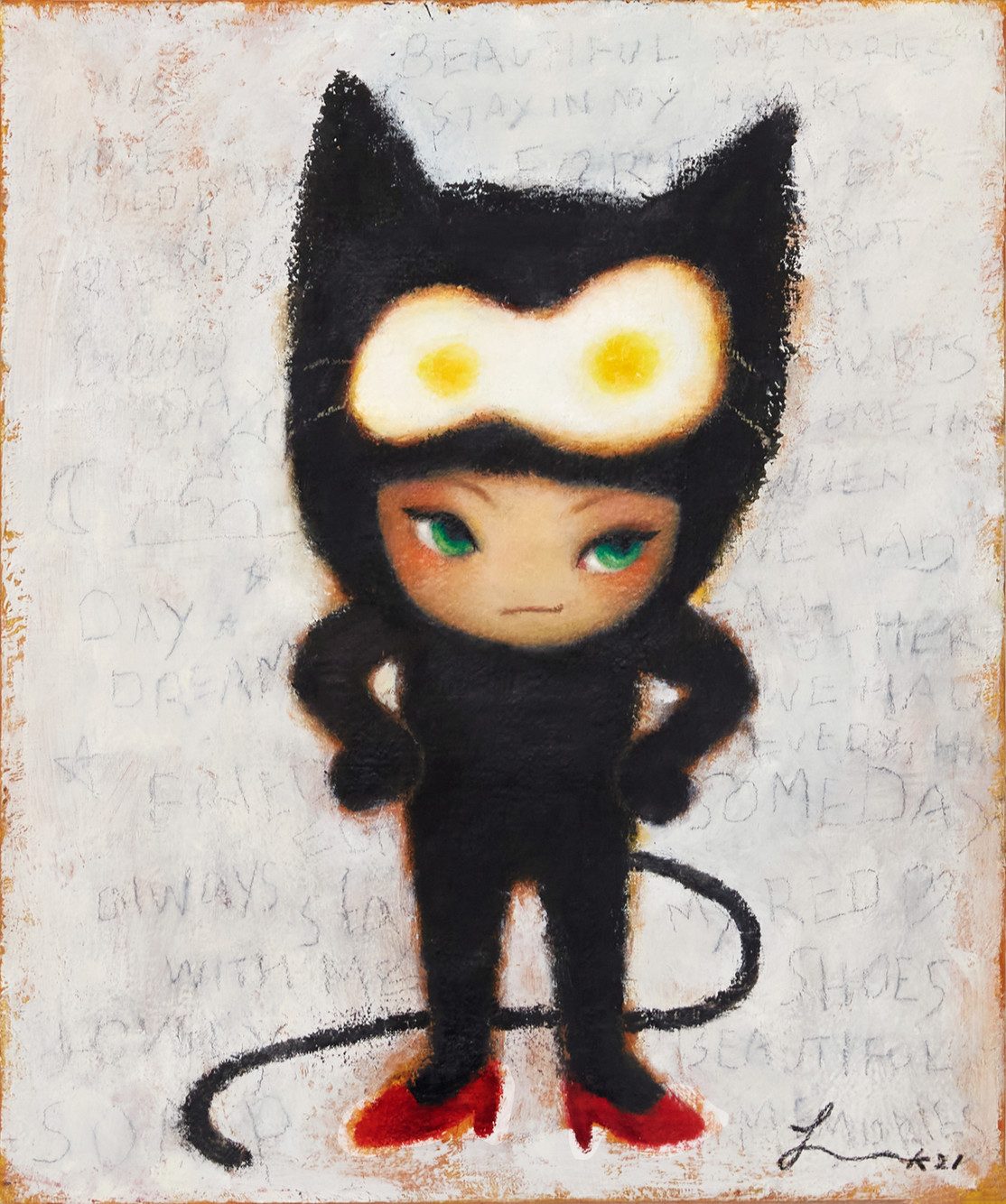 말썽쟁이 — Hana Kwon, Oil and pencil on canvas, 2021