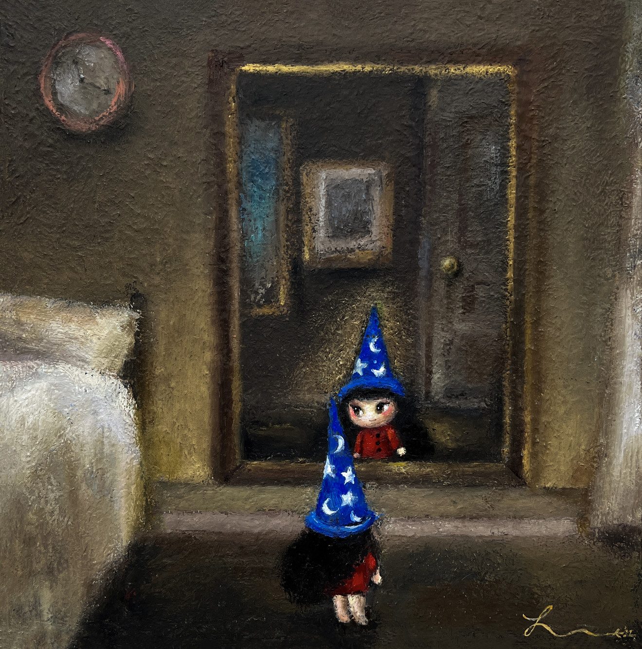 몰래 외출 — Hana Kwon, Oil and oil pastel on canvas, 2022