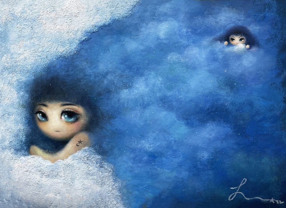 구름머리 — Hana Kwon, Mixed media on canvas, 2022