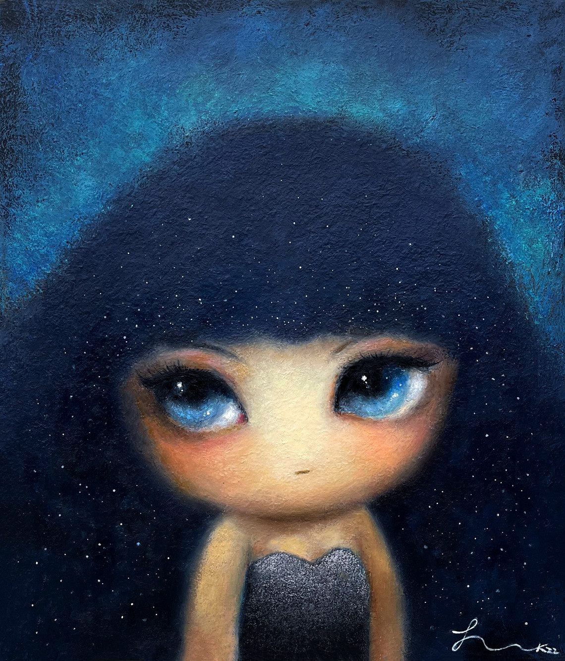 Star Girl — Hana Kwon, Oil and oil pastel on canvas, 2022