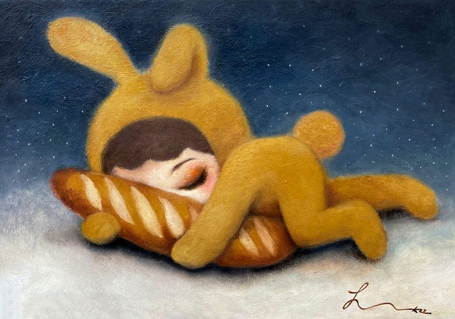 Hold you — Hana Kwon, Oil and oil pastel on canvas, 2022