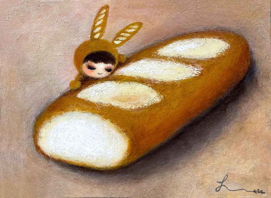 Cozy Baguette — Hana Kwon, Oil and oil pastel on canvas, 2022