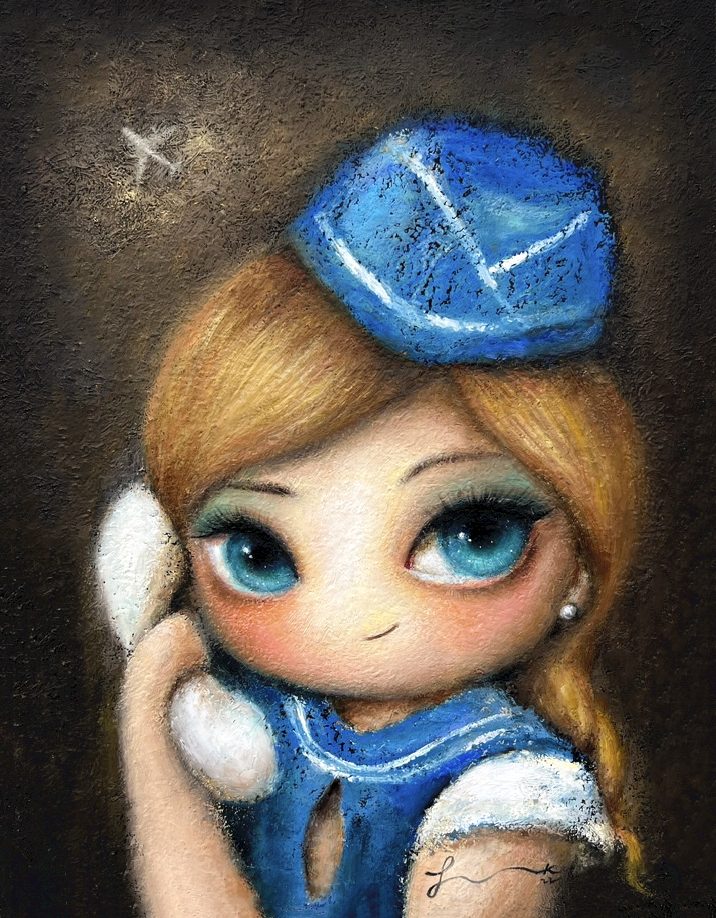 비행소녀 — Hana Kwon, Oil and oil pastel on canvas, 2022