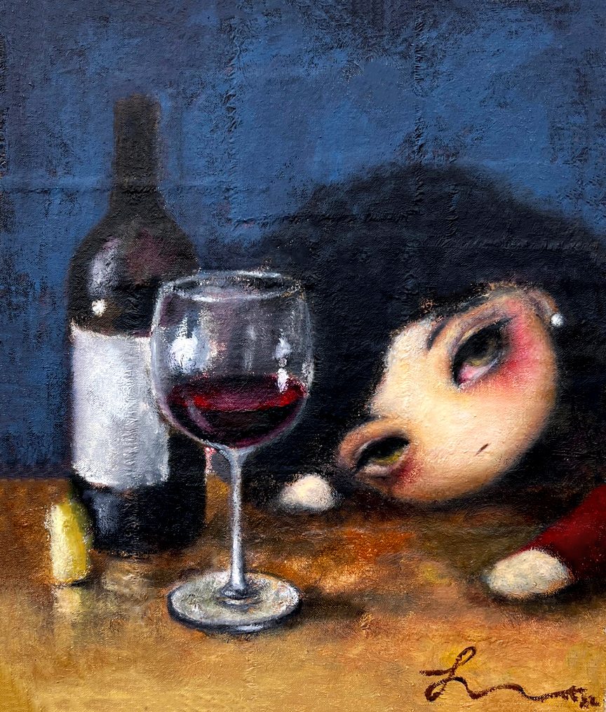 초라한밤에 — Hana Kwon, Mixed media on canvas, 2022