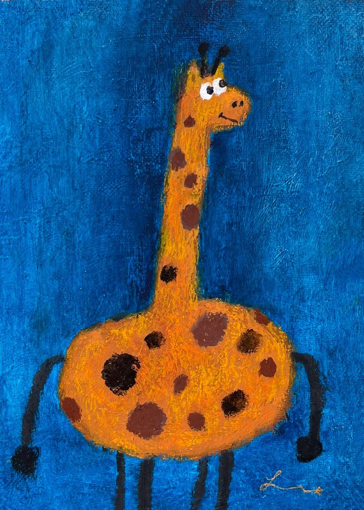 쿠키기린 — Hana Kwon, Oil and oil pastel on canvas, 2022