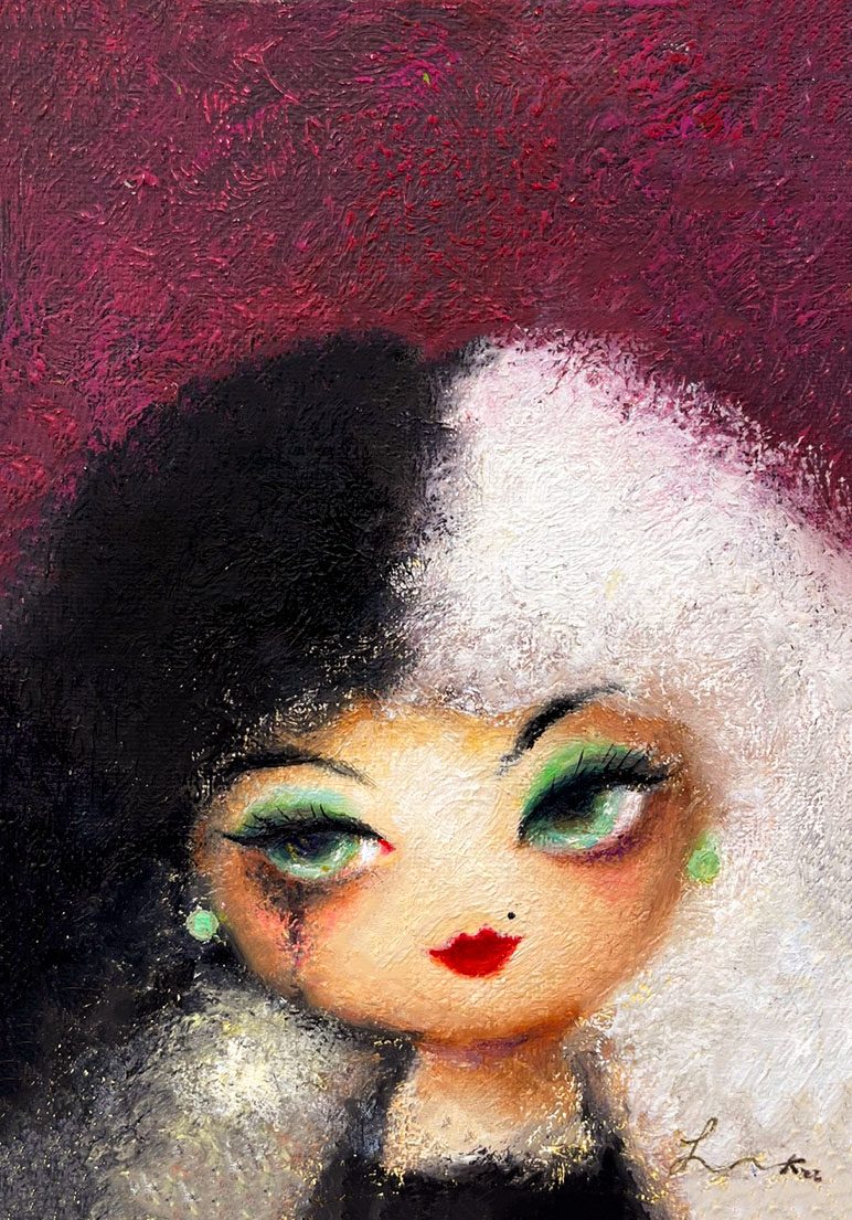 크루엘라하나 — Hana Kwon, Oil and oil pastel on canvas, 2022
