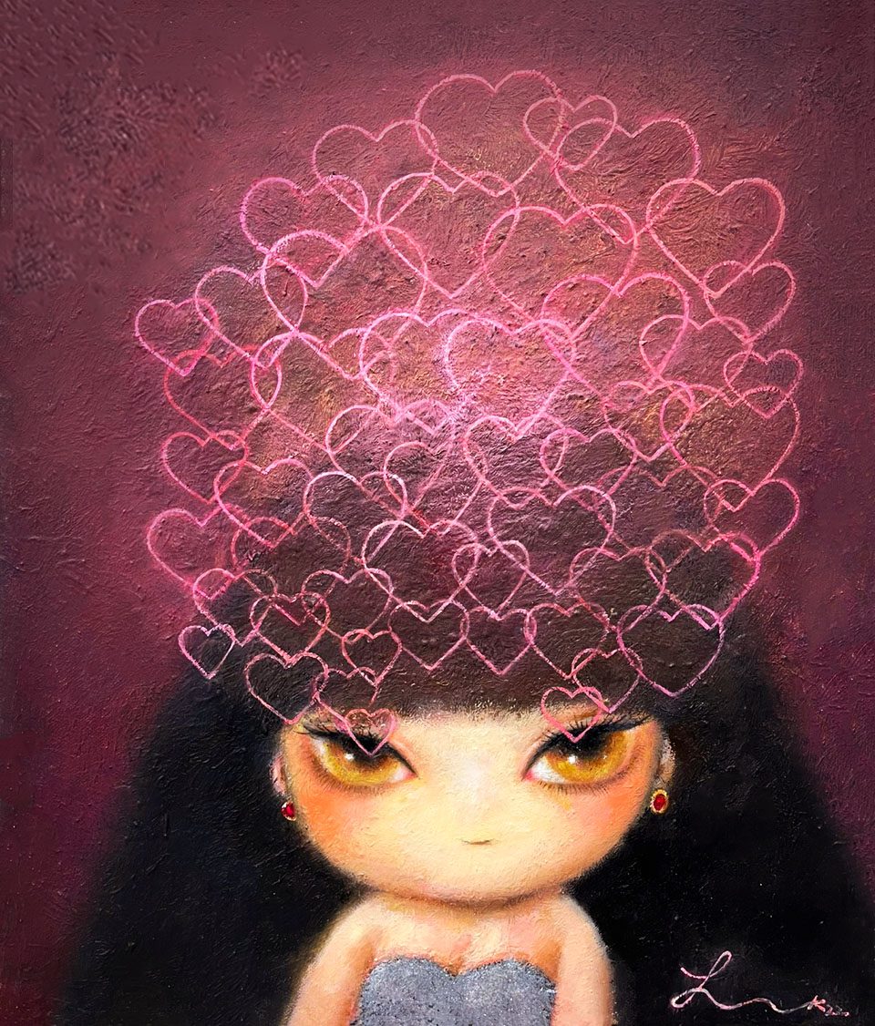 하트레이저 — Hana Kwon, Mixed media on canvas, 2022