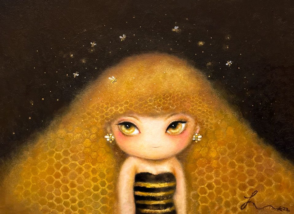 Honey girl — Hana Kwon, Oil and oil pastel on canvas, 2022