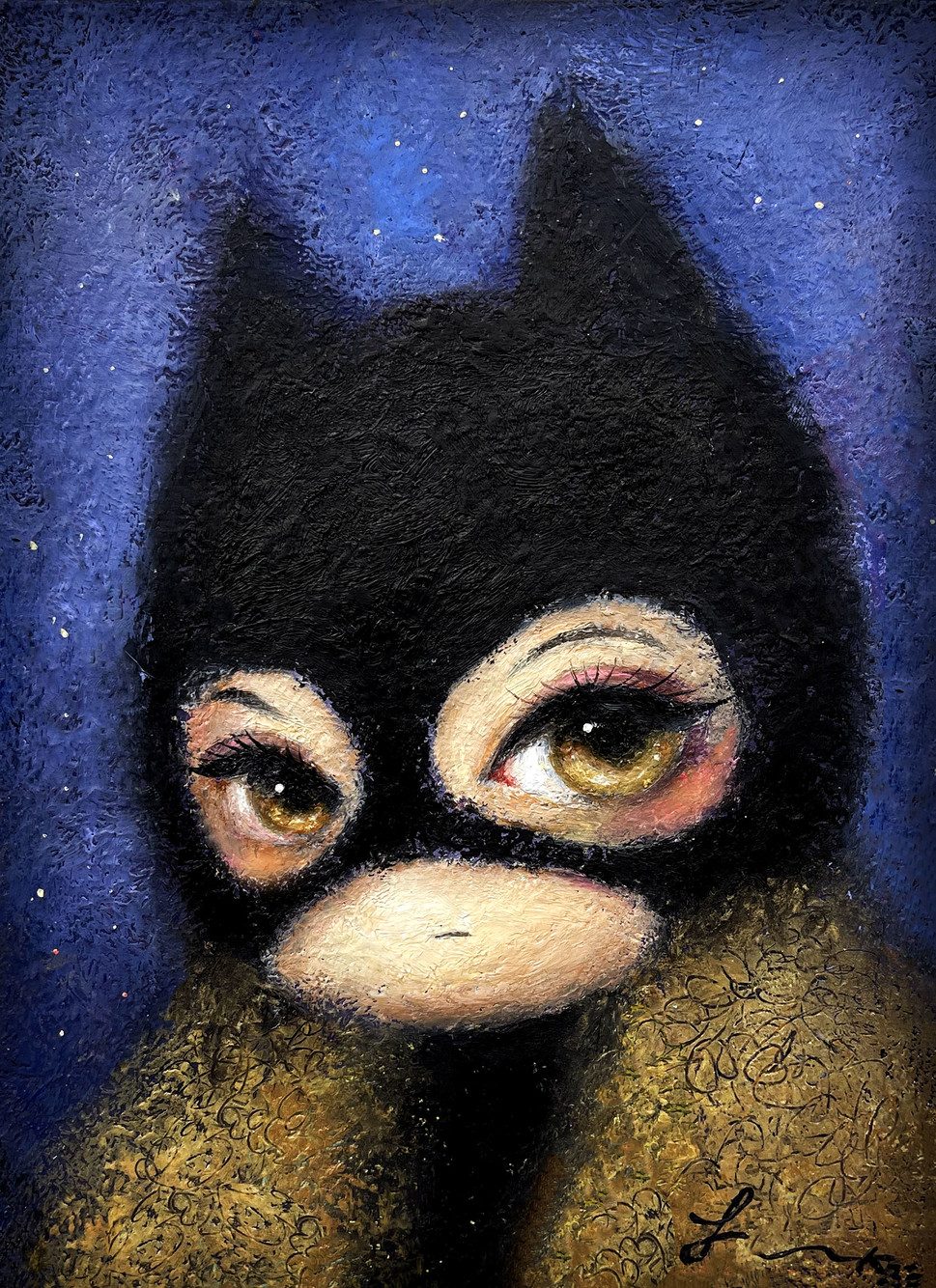 Bat Girl — Hana Kwon, Oil and oil pastel on canvas, 2022