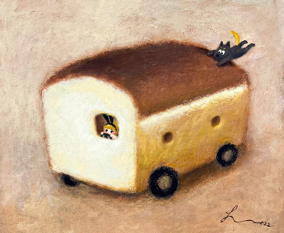 Breadborghini — Hana Kwon, Oil on canvas, 2022