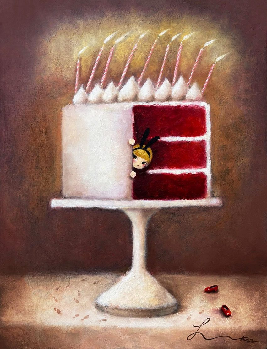 Red Velvet Day — Hana Kwon, Oil and oil pastel on canvas, 2022