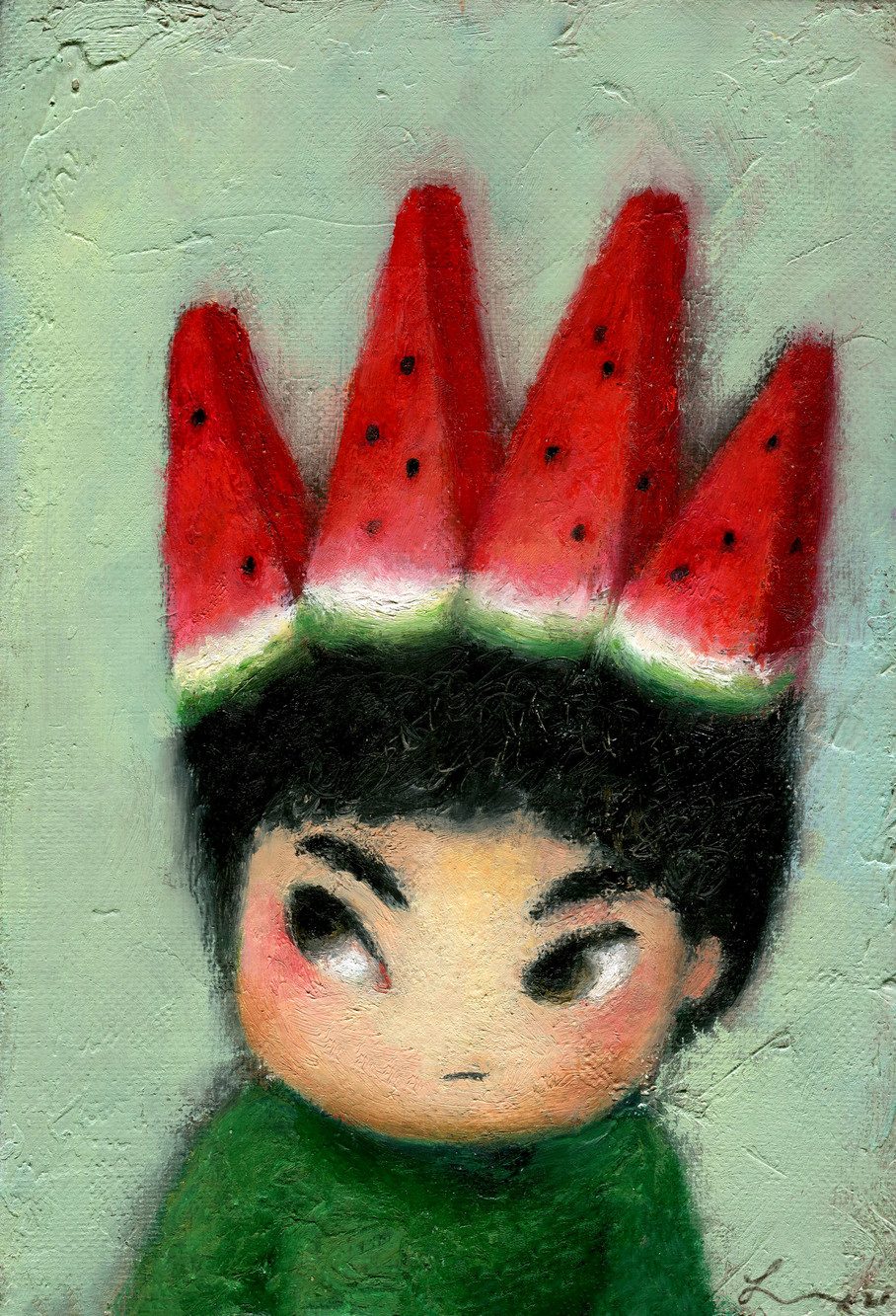 수박보이 — Hana Kwon, Oil and oil pastel on canvas, 2022