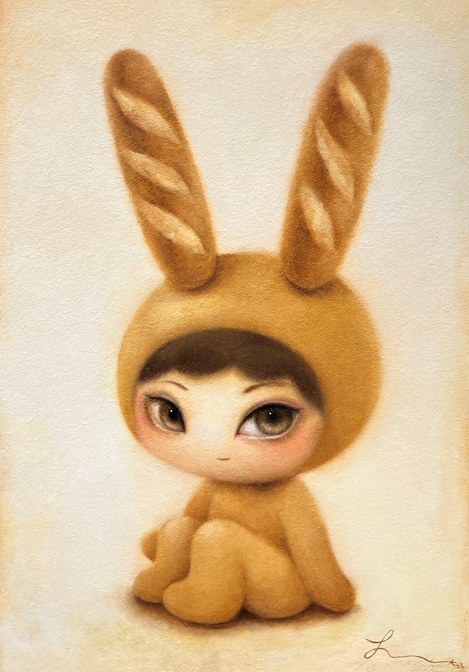 리틀바게트녀 — Hana Kwon, Oil and oil pastel on canvas, 2023