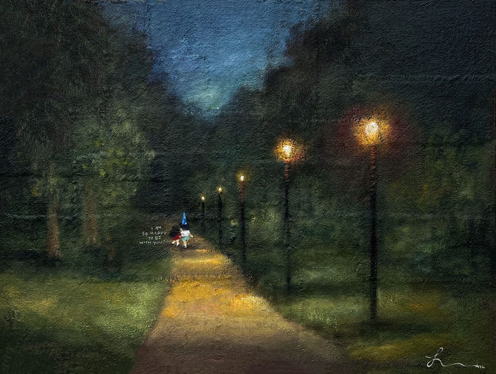 Happy moment — Hana Kwon, Oil and oil pastel on canvas, 2023