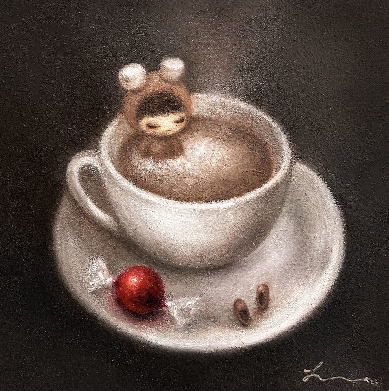 Cappuccino Spa — Hana Kwon, Oil and oil pastel on canvas, 2023