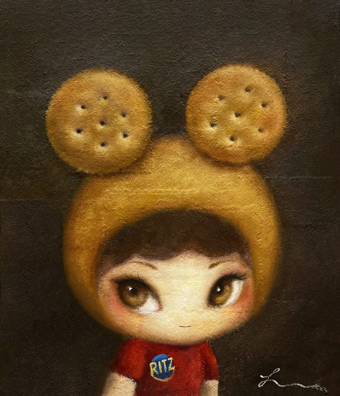 리츠크래커녀 — Hana Kwon, Oil and oil pastel on canvas, 2023