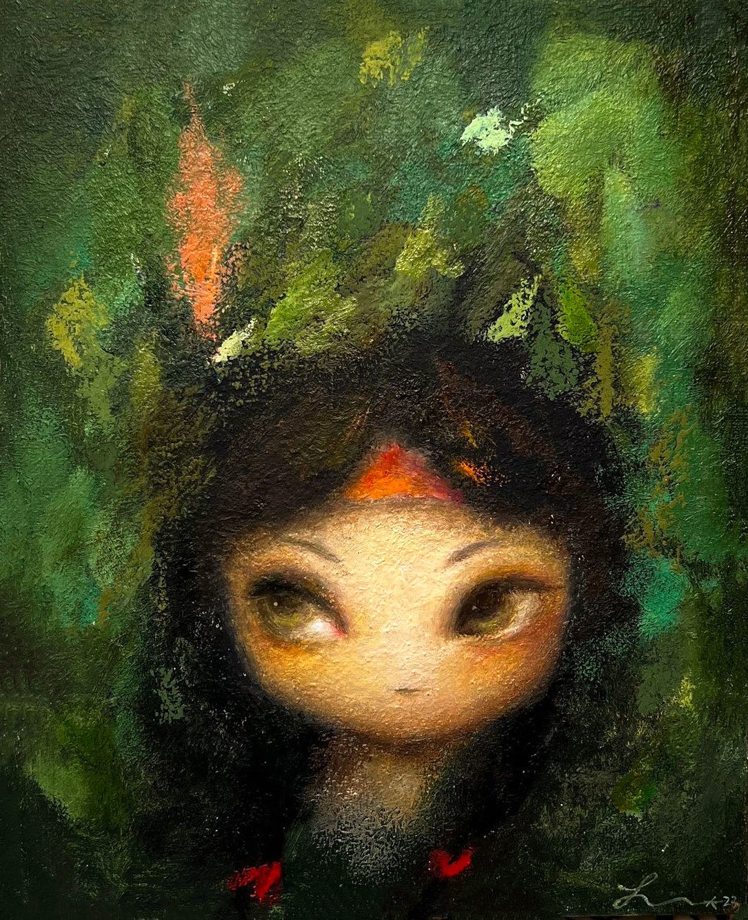 리틀인디언 — Hana Kwon, Oil and oil pastel on canvas, 2023
