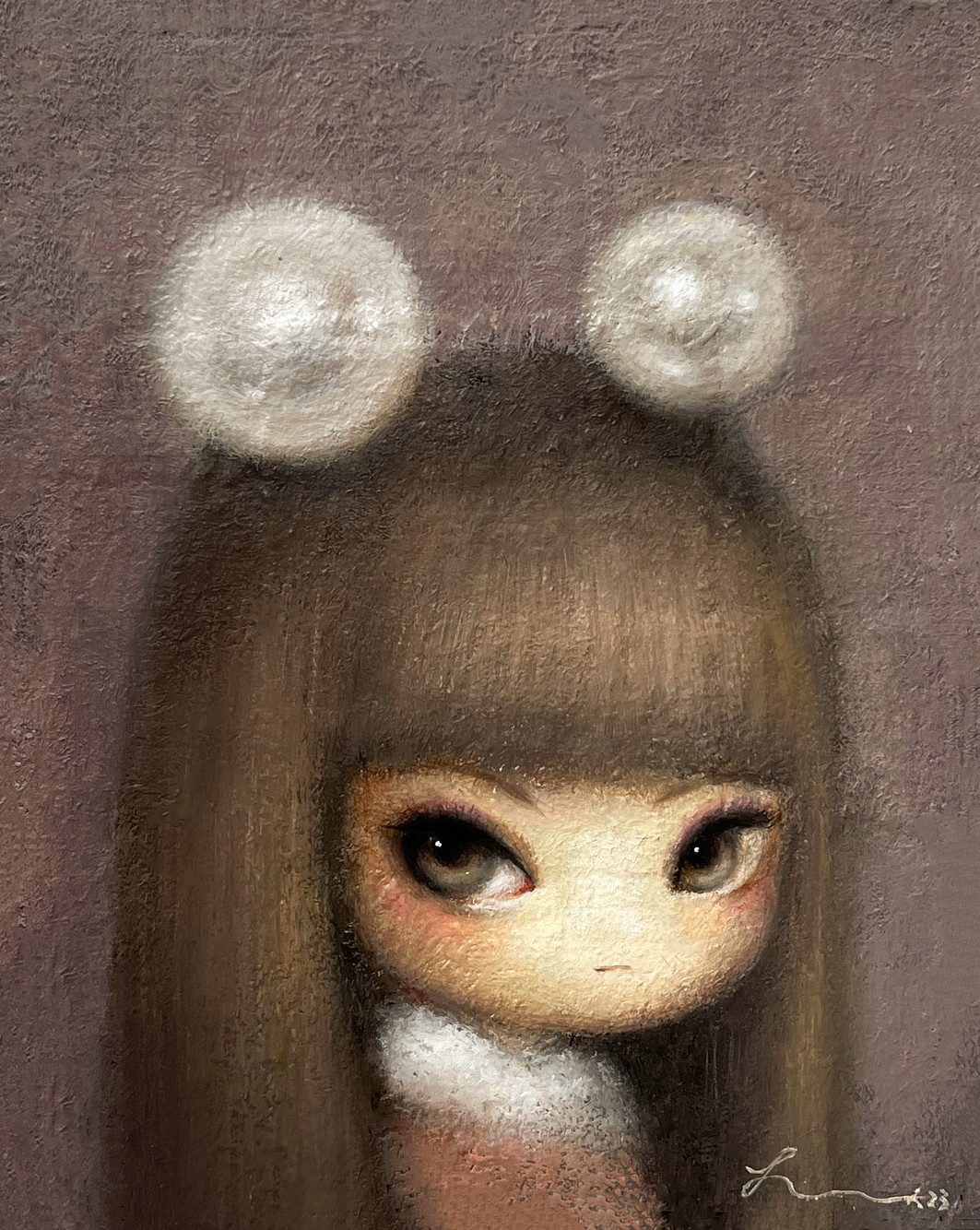 My Precious 진주 — Hana Kwon, Oil and oil pastel on canvas, 2023