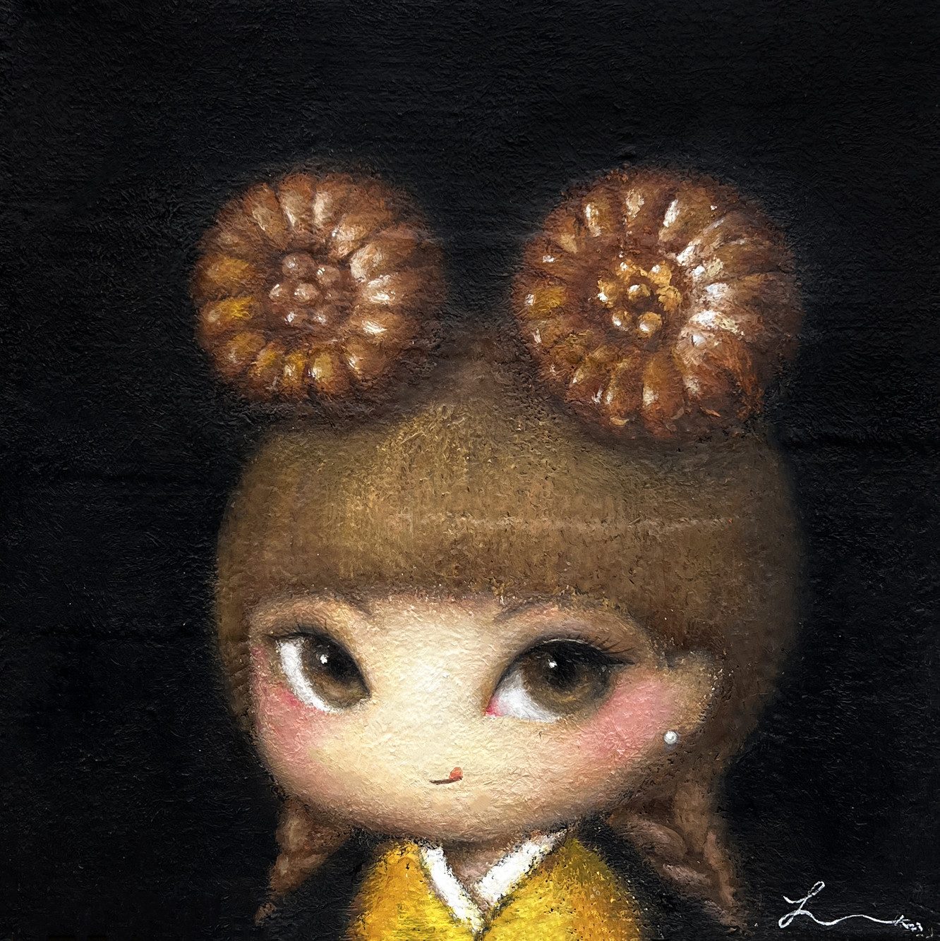 약과녀 — Hana Kwon, Oil and oil pastel on canvas, 2023
