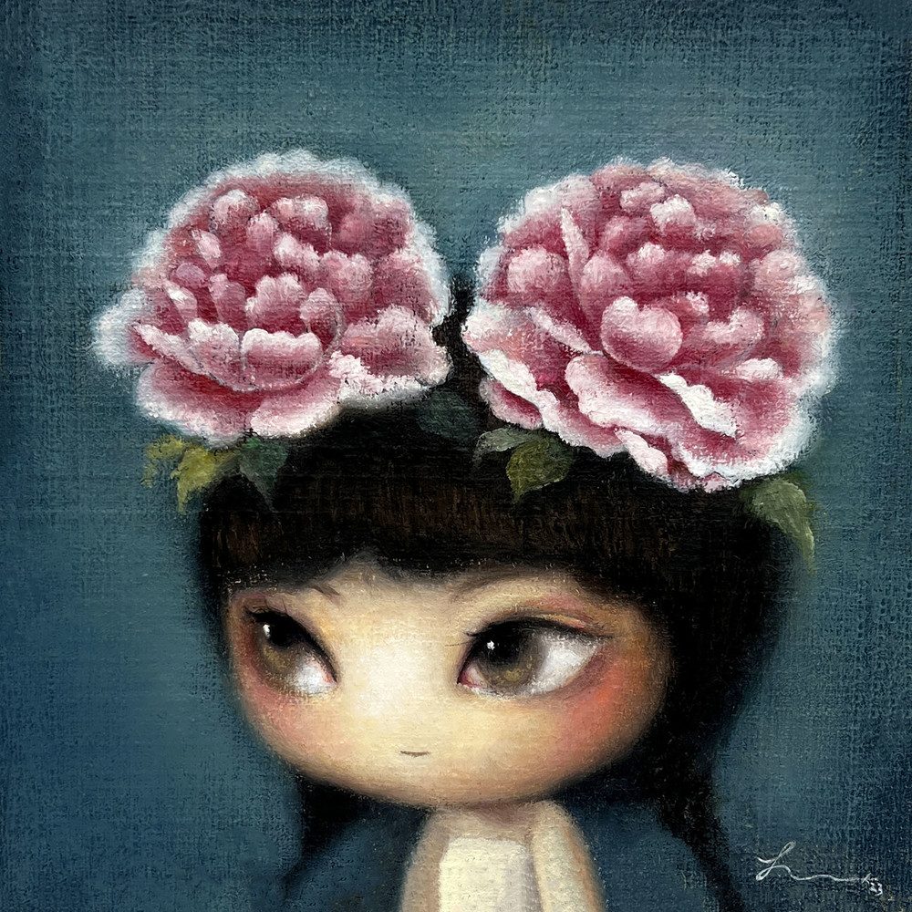 꽃순이 — Hana Kwon, Oil and oil pastel on canvas, 2023