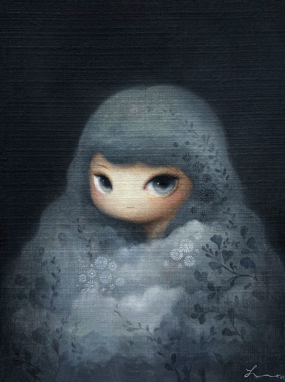 Oriental girl — Hana Kwon, Oil and oil pastel on canvas, 2023