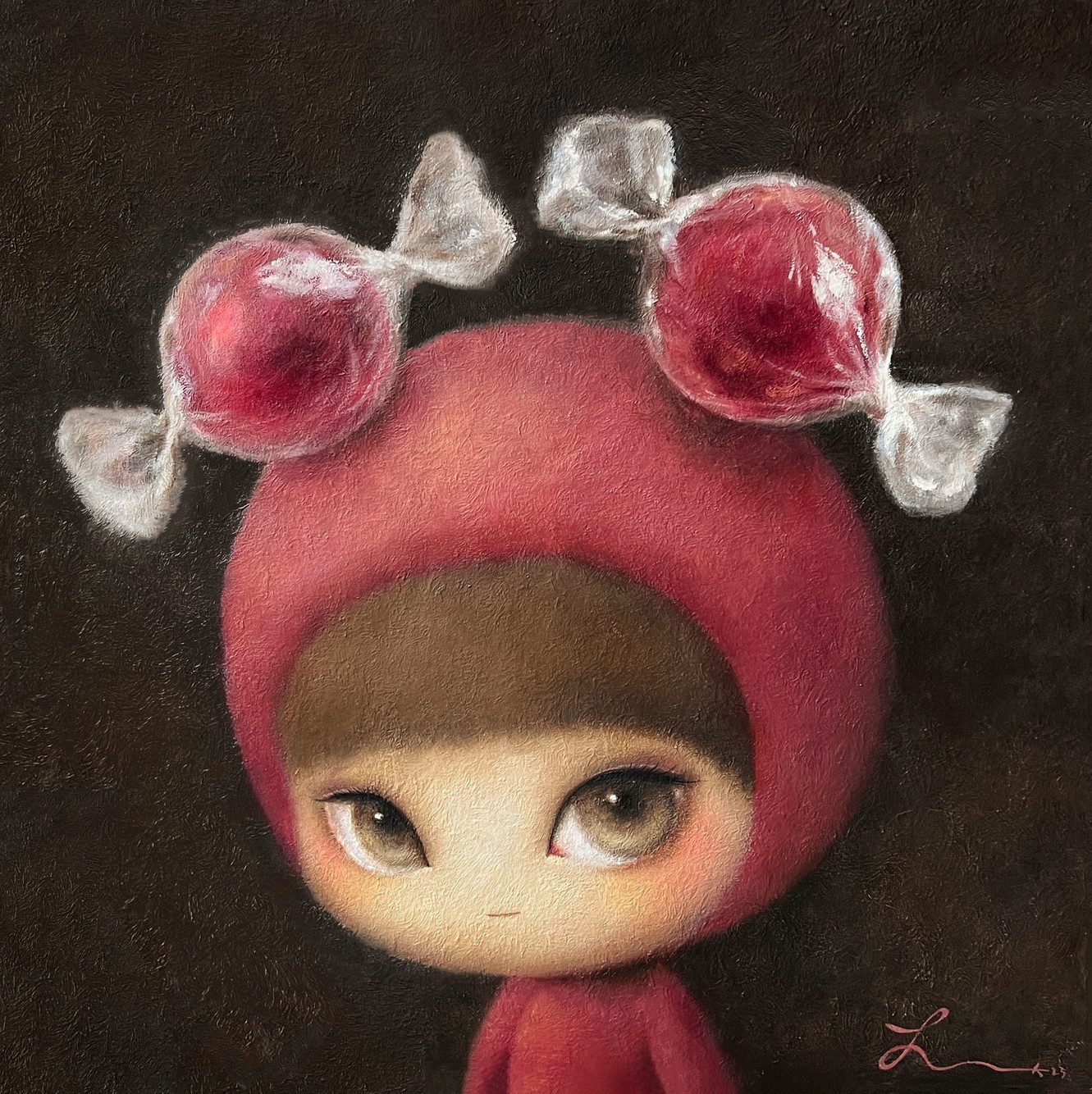 Candy girl — Hana Kwon, Oil and oil pastel on canvas, 2023