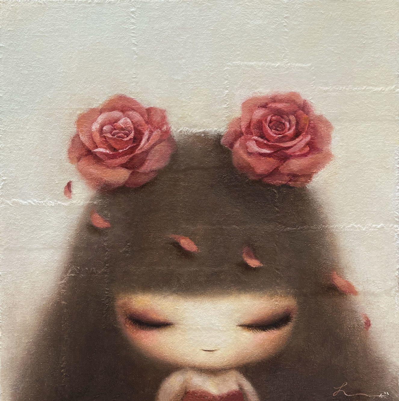 Blooming girl — Hana Kwon, Oil and oil pastel on canvas, 2023