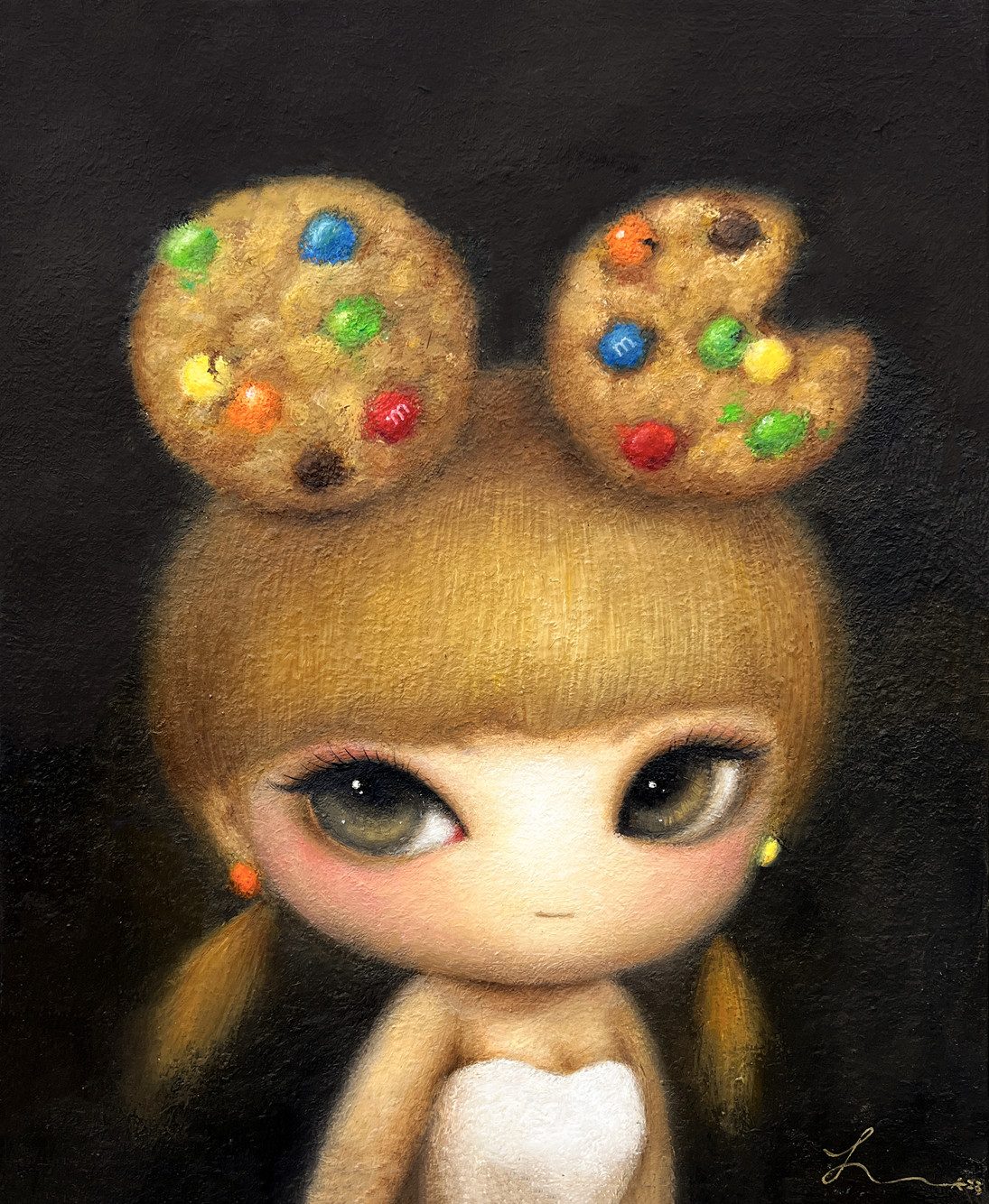 Cookie girl — Hana Kwon, Oil and oil pastel on canvas, 2023