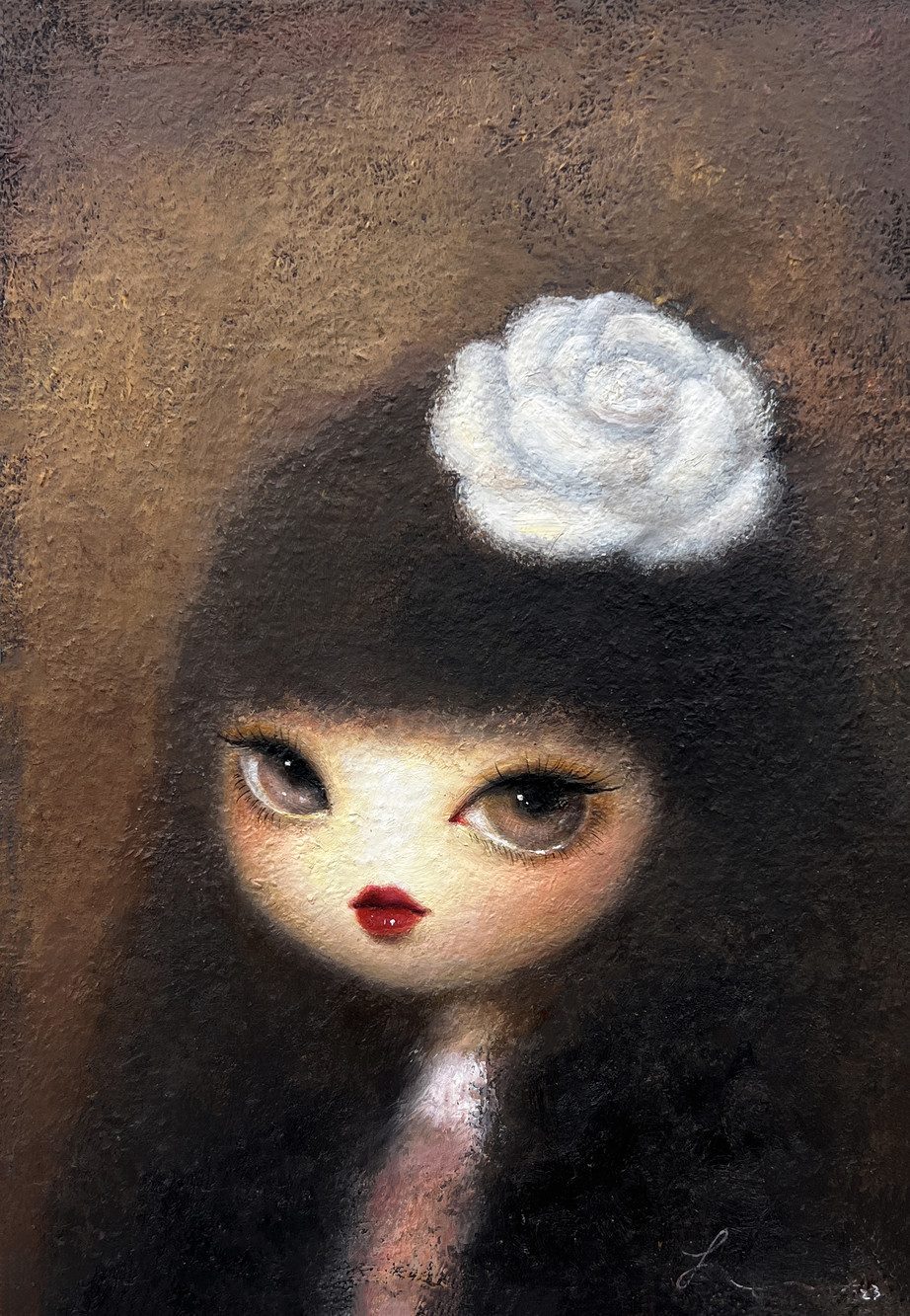 Camellihana — Hana Kwon, Oil and oil pastel on canvas, 2023