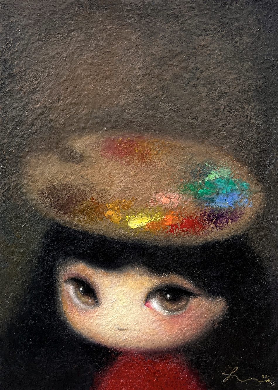 Little Artist — Hana Kwon, Oil and oil pastel on canvas, 2023