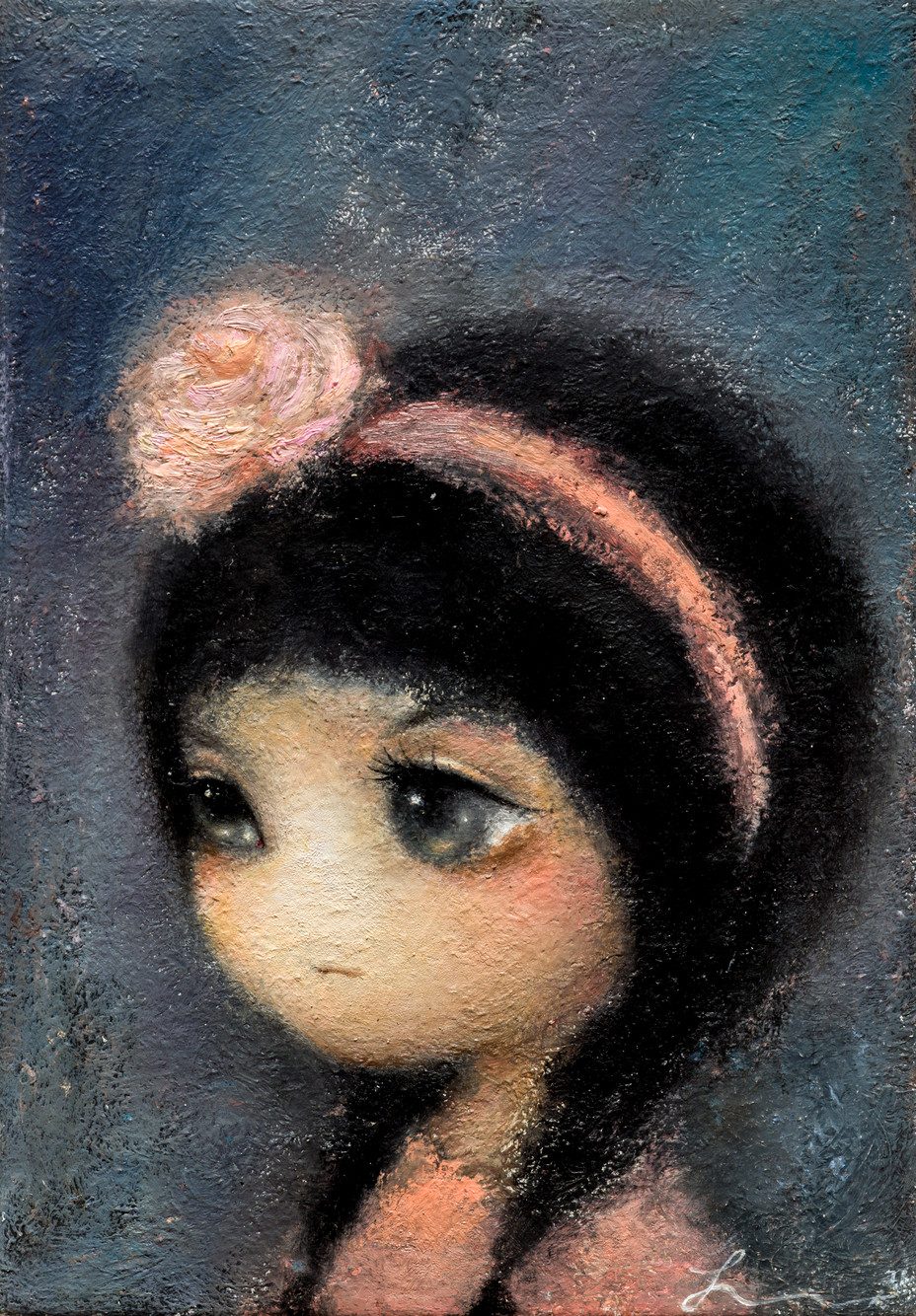 Lonely — Hana Kwon, Oil and oil pastel on canvas, 2023