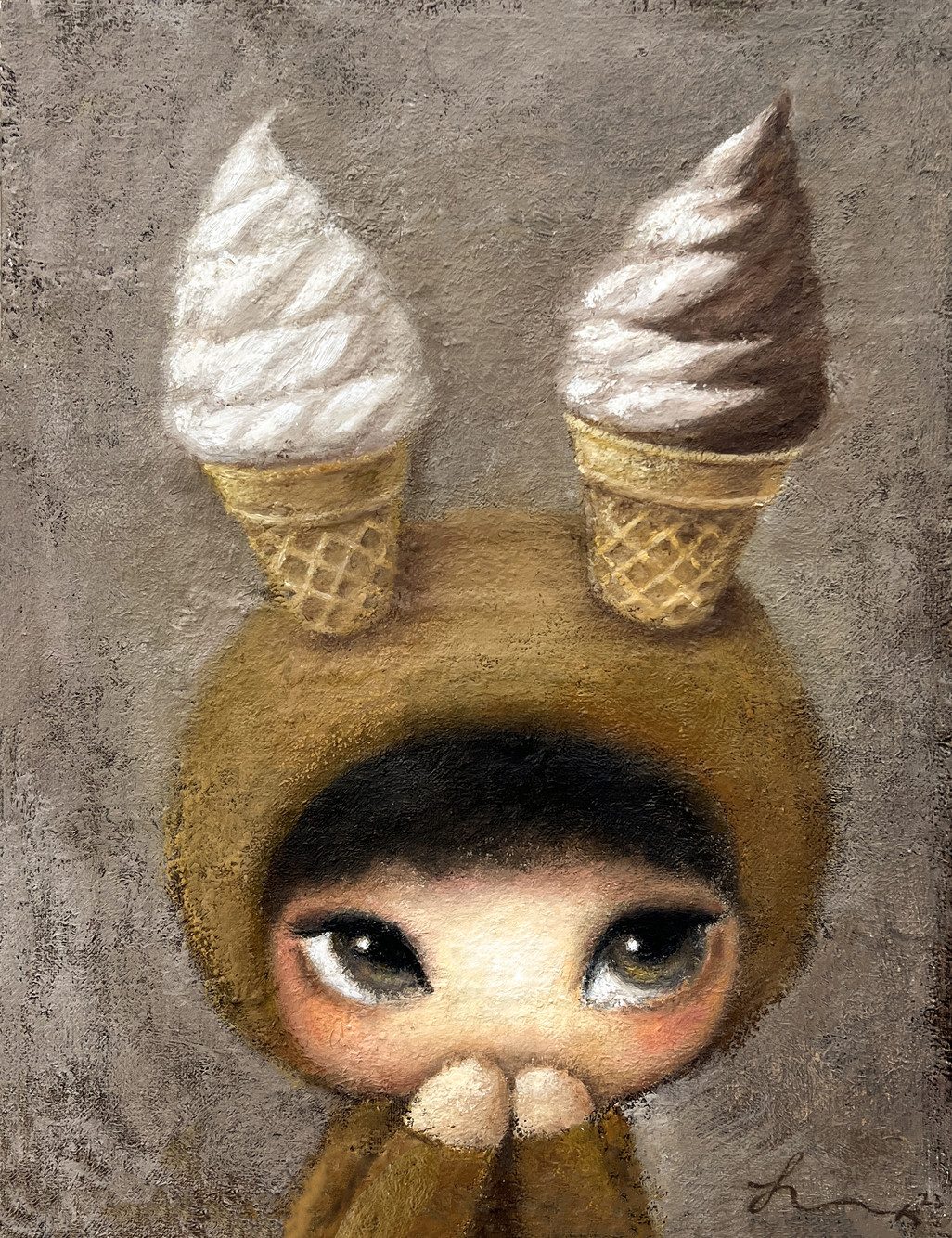 Melting girl — Hana Kwon, Oil and oil pastel on canvas, 2023