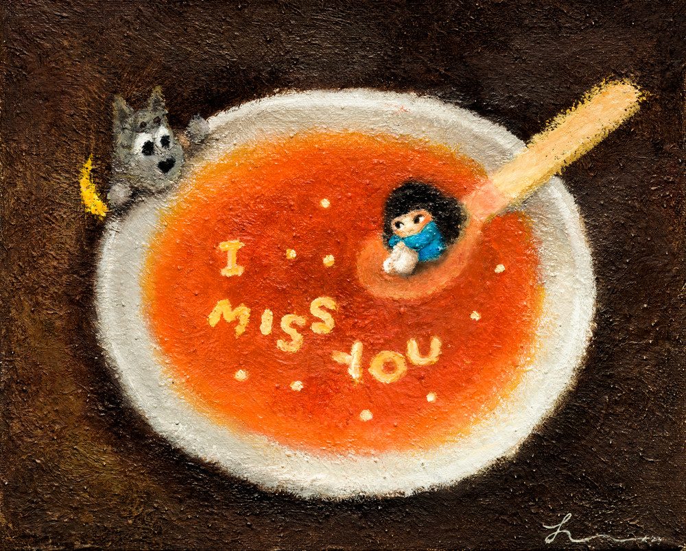 Missing you soup — Hana Kwon, Oil and oil pastel on canvas, 2023