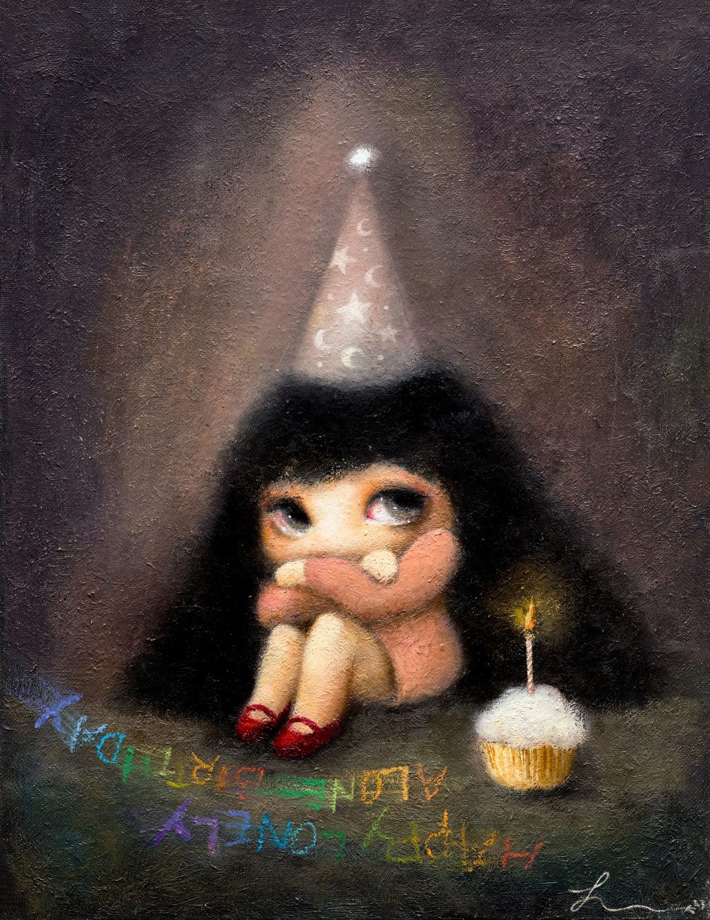 Unhappy Birthday — Hana Kwon, Oil and oil pastel on canvas, 2023