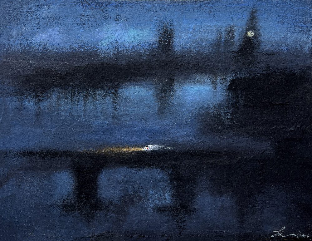 날 데려다주던 시간 — Hana Kwon, Oil and oil pastel on canvas, 2023