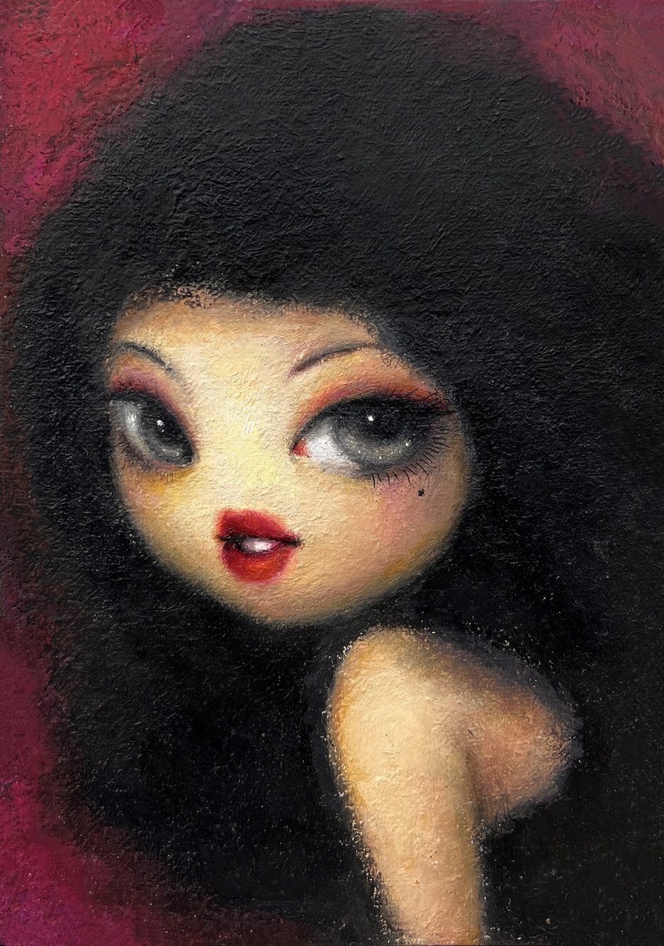 치명적인 그녀 — Hana Kwon, Oil and oil pastel on canvas, 2023