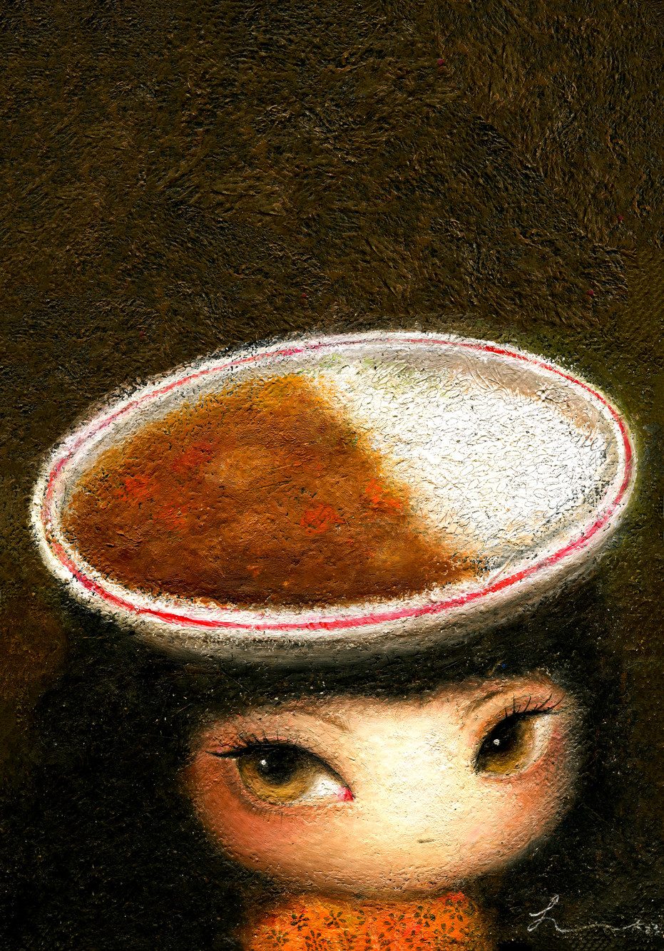 카레녀 — Hana Kwon, Oil and oil pastel on canvas, 2023