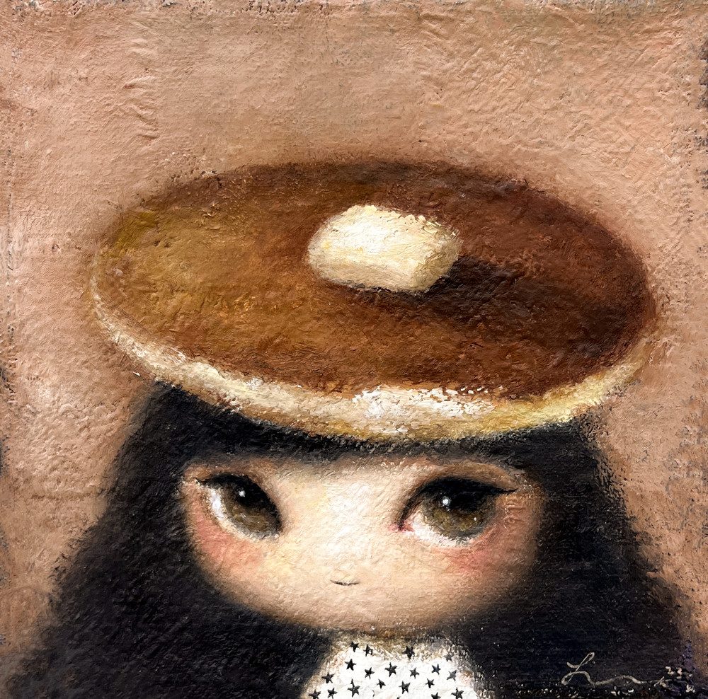 팬케익요정 — Hana Kwon, Oil and oil pastel on canvas, 2023