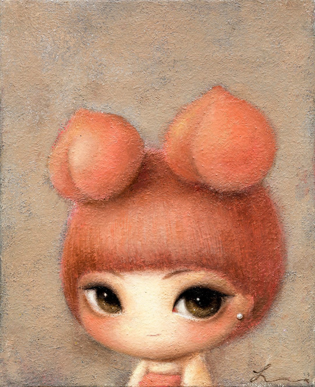 피치걸 — Hana Kwon, Oil and oil pastel on canvas, 2023