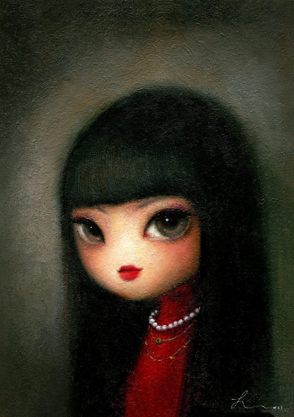 화려한 그녀 — Hana Kwon, Oil and oil pastel on canvas, 2023