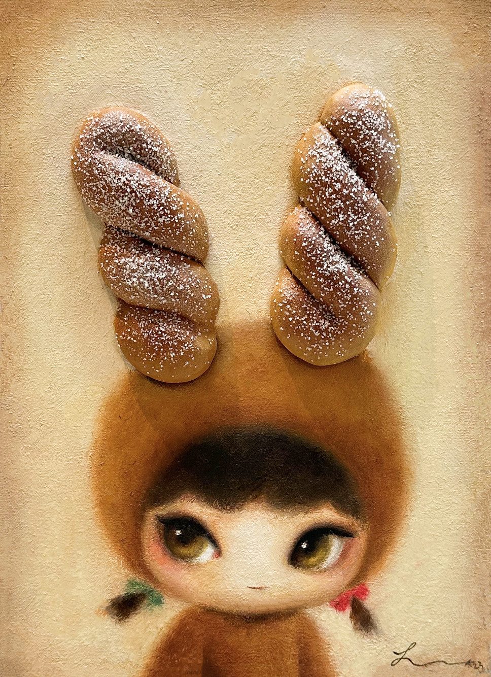 꽈배기녀 — Hana Kwon, Mixed media on canvas, 2023