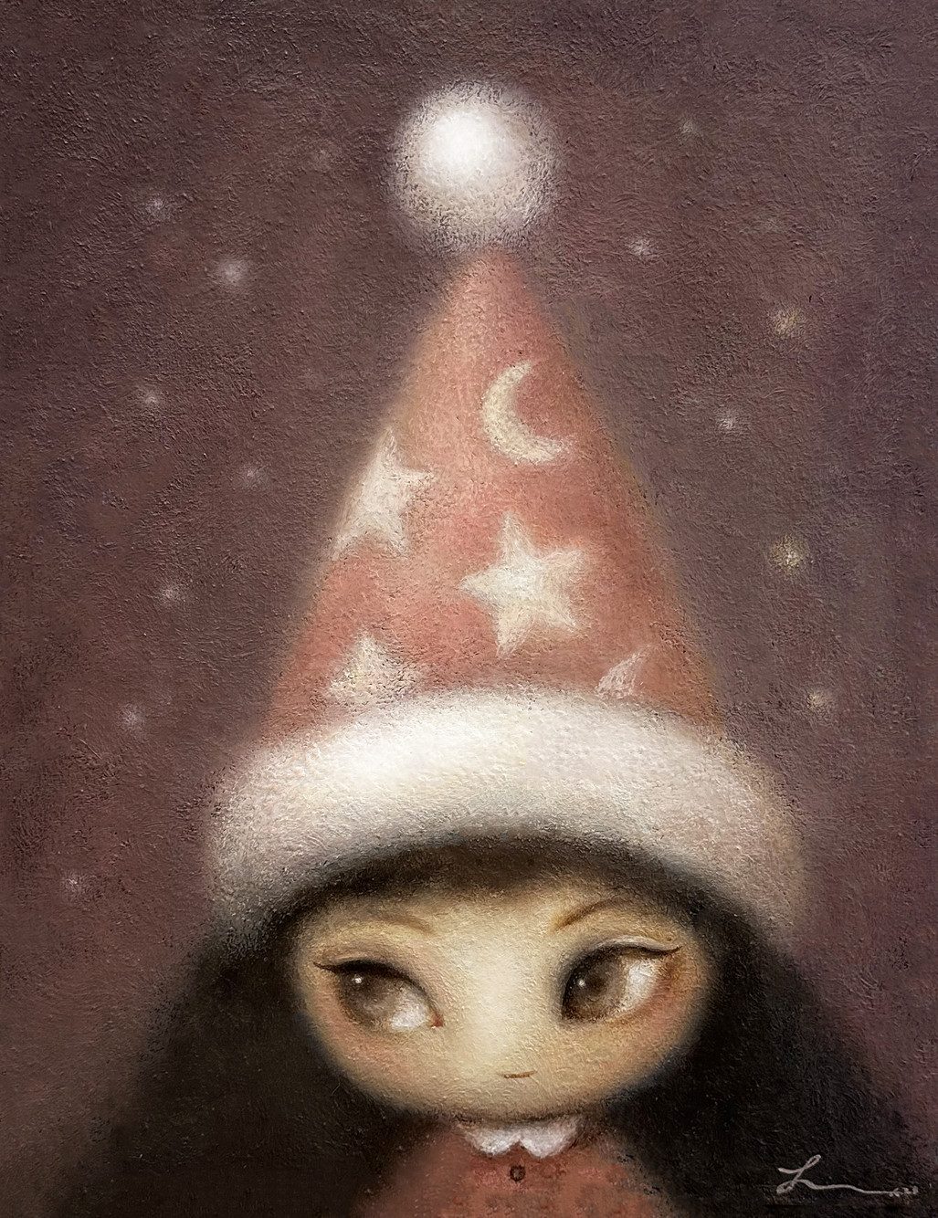 리틀마법사녀 — Hana Kwon, Oil and oil pastel on canvas, 2023