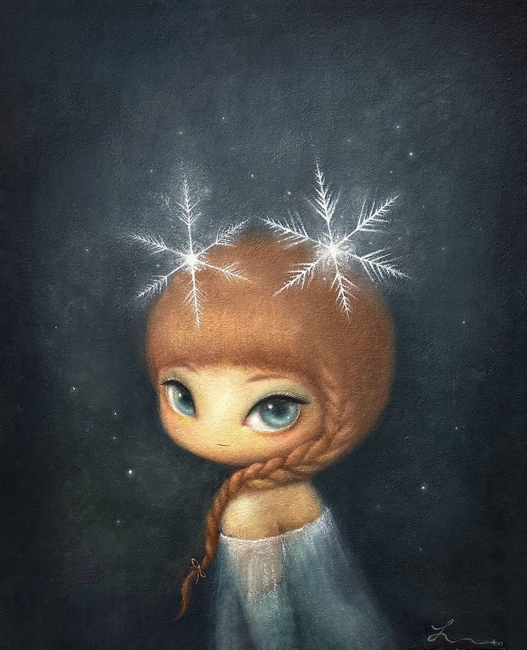 Frozen away — Hana Kwon, Oil and oil pastel on canvas, 2023