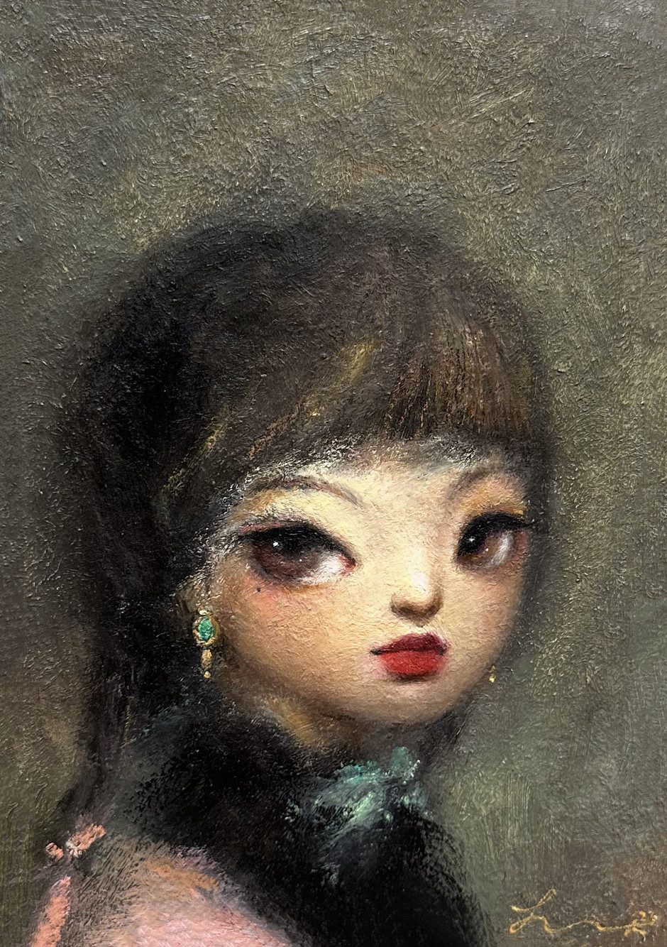 Lady — Hana Kwon, Oil and oil pastel on canvas, 2023