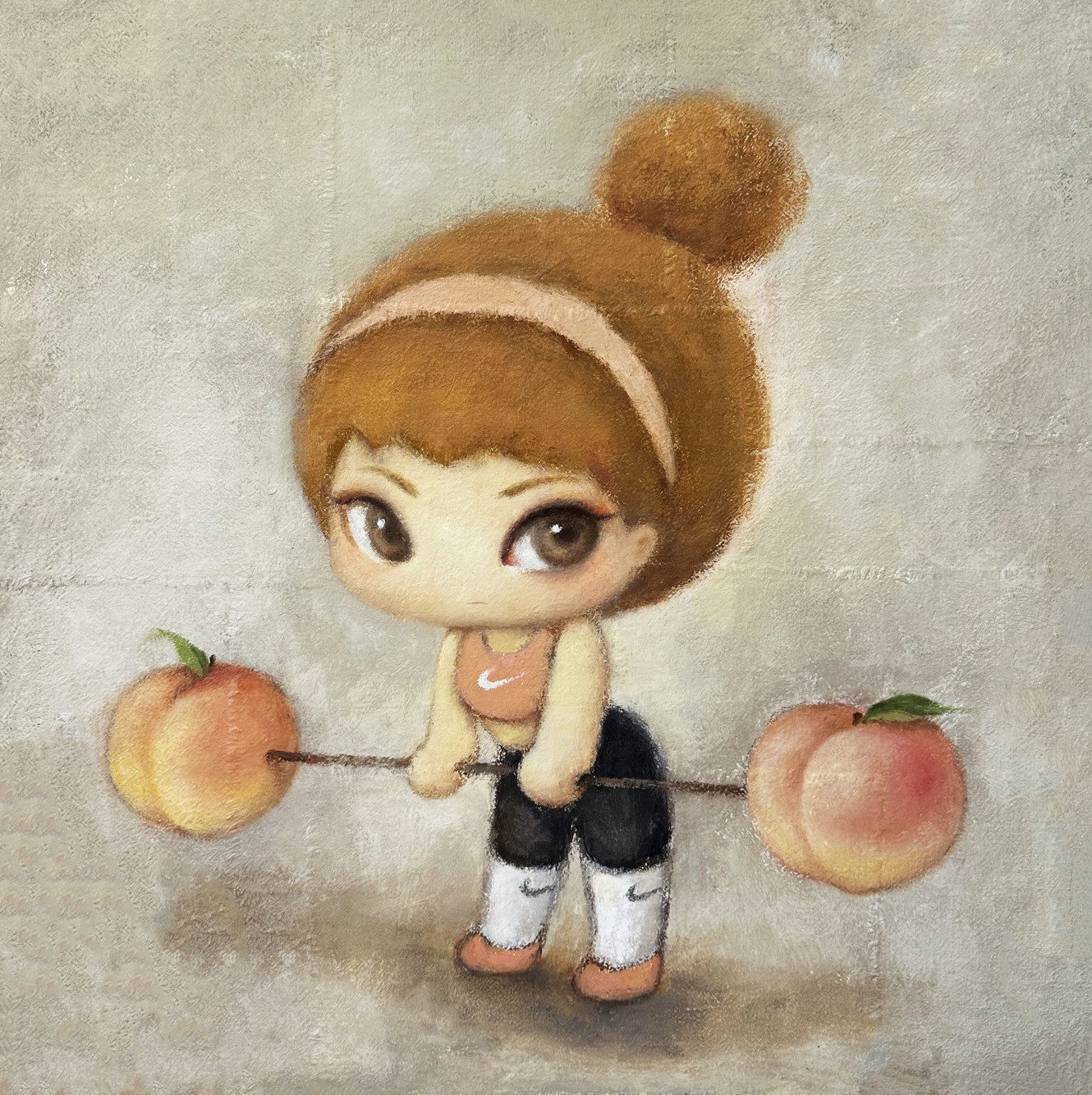 Peach Fit — Hana Kwon, Acrylic, Oil and Oil Pastel on Canvas, 2024