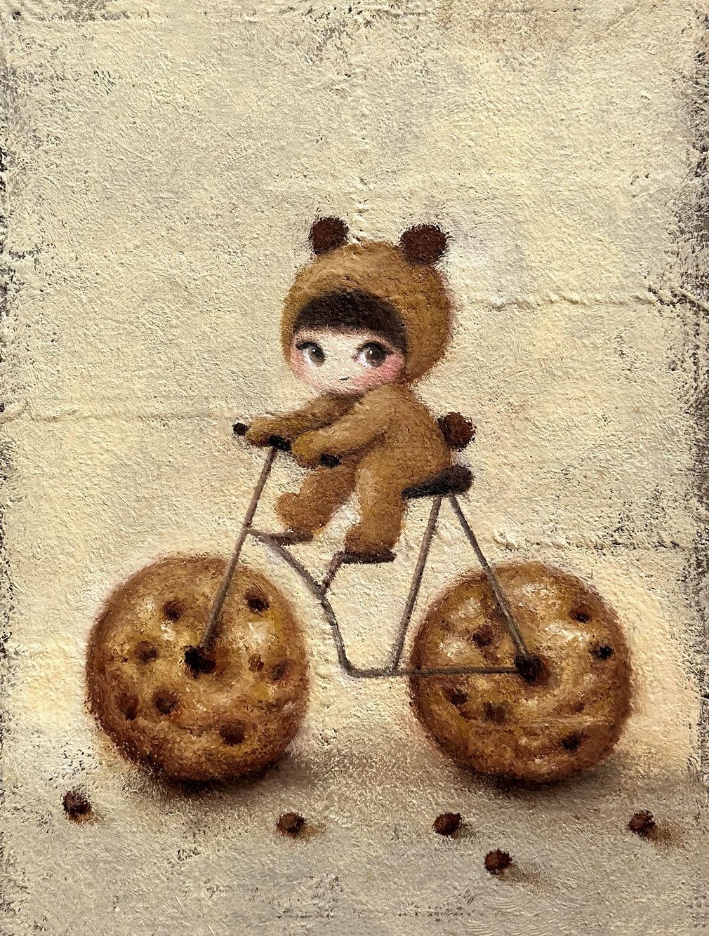 Cookie bike — Hana Kwon, Oil and oil pastel on canvas, 2024