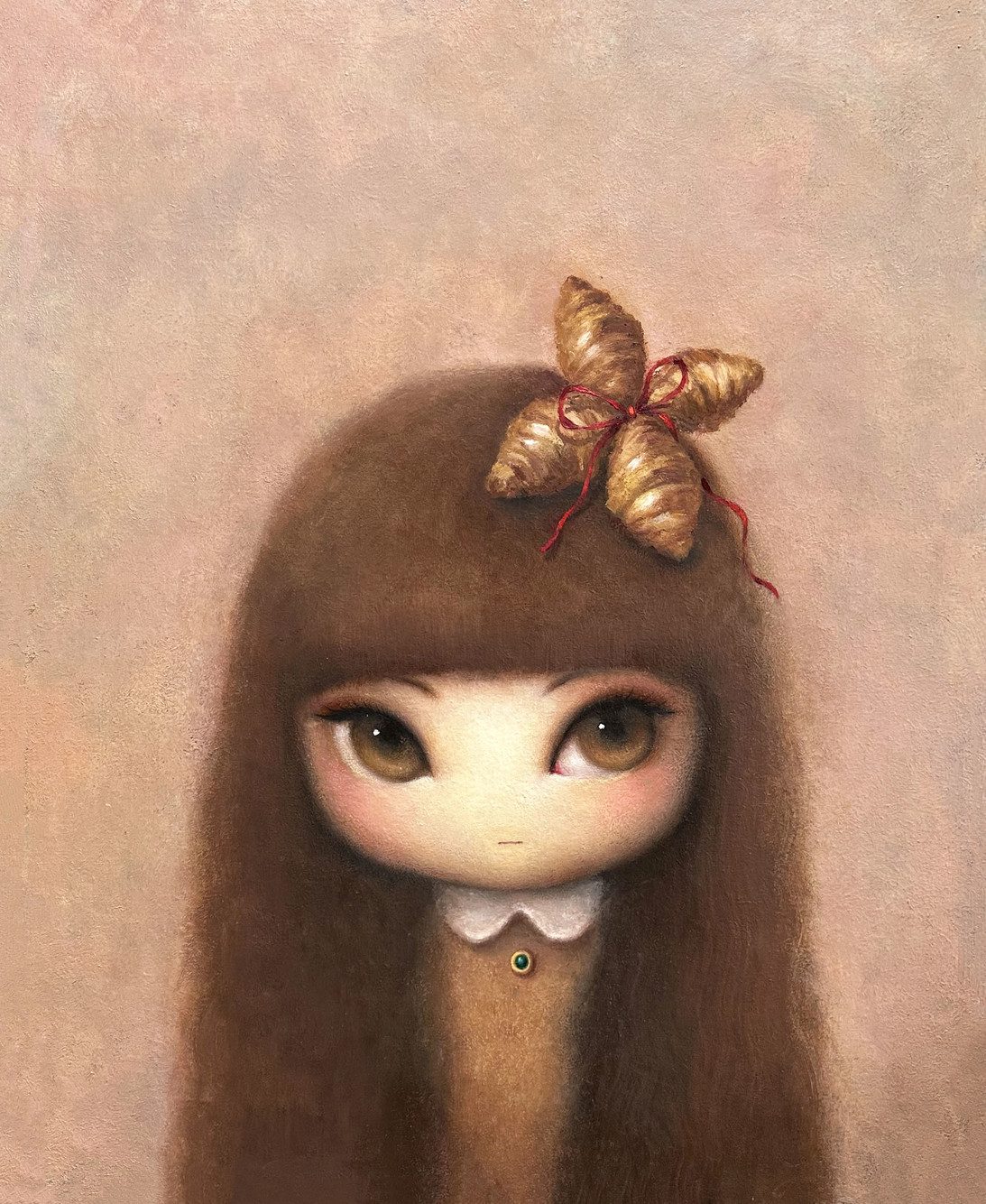 Croissant flower — Hana Kwon, Oil and oil pastel on canvas, 2024