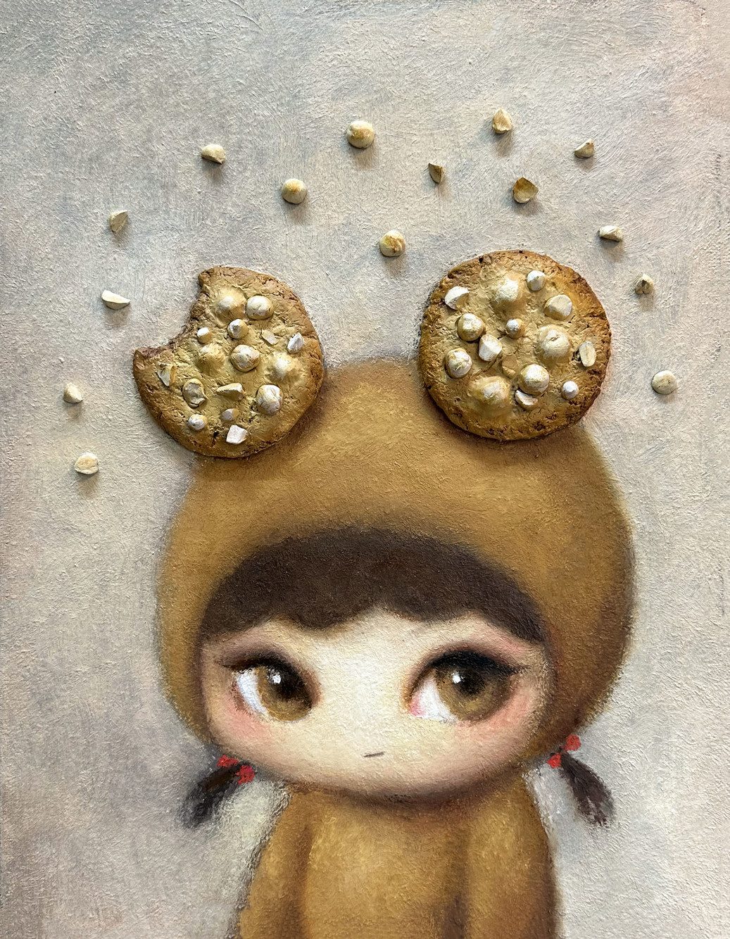 Macadamia cookie girl — Hana Kwon, Oil and oil pastel on canvas, 2024