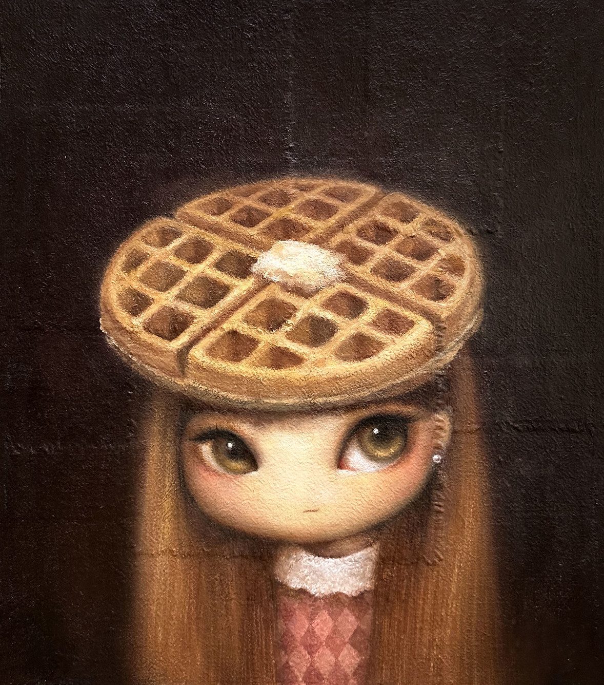 Waffle girl — Hana Kwon, Oil and oil pastel on canvas, 2024